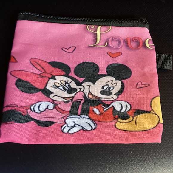 Disney Mickey Minnie Coin Purse Made Of 100% Polyester, Portable Makeup Bag - Picture 3 of 7